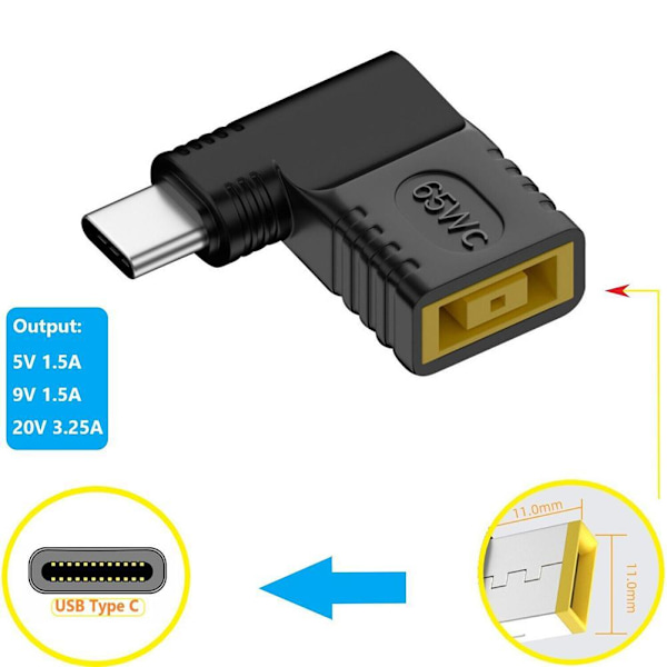 NY 65W Laptop Laddare Konverterare TILL USB Typ C PD Strömadapter J3E2 Kabel C7Q7 square mouth one-size