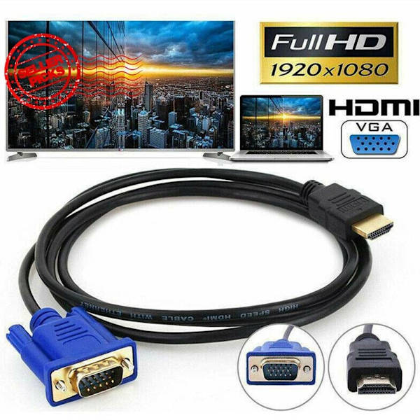 HDMI till VGA-kabel med ljud- och strömadapter för VGA-anslutning vid 1080p-upplösning