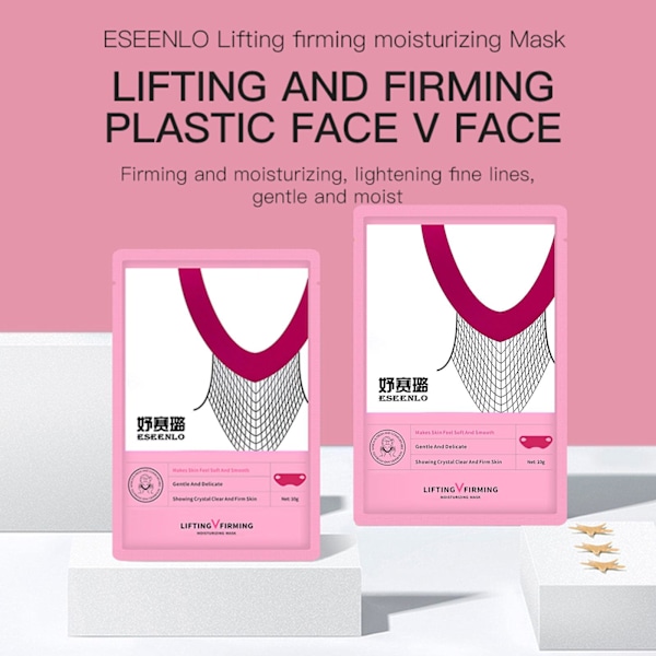 1/5X V Line Ansiktslyftmask Dubbelhakreducerare V Form Slimming UK pinkA 10g 5pcs