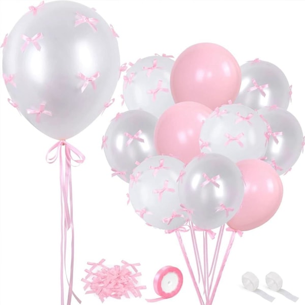 Rosa Rosettballonger, 5 st 12\" Rosa Ballonger & 30 st Mini Rosa Sati C 1set
