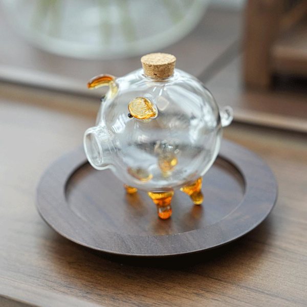 Koreansk TV-serie Spargris Pengabox Grisformad Glasförvaring Lyckosam Spargris Flaskspargris A6h6 Yellow 1pcs