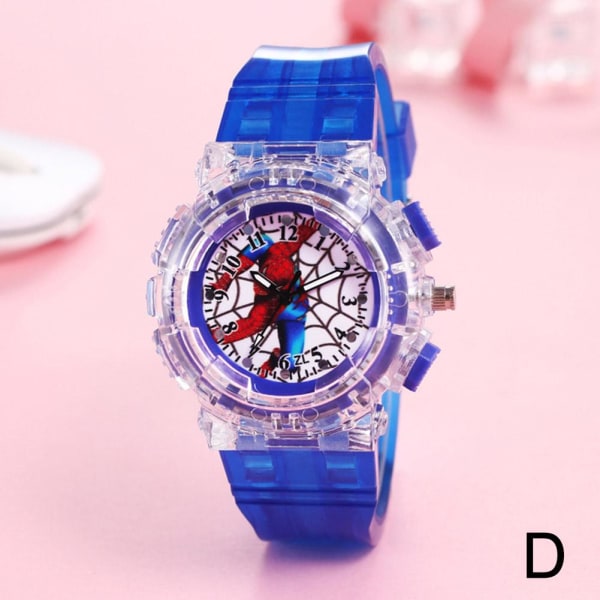 Cartoon Luminous Watch Cartoon Kids Spiderman Watch LED Light Ki Blue One size