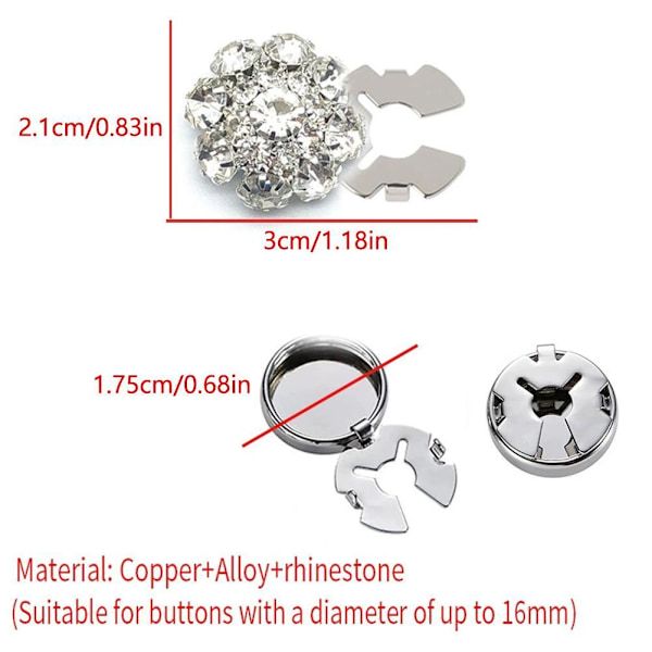 Rhinestone Knappöverdrag, Knappar med Tryckknappar och Tång för Klänning Kostym Skjorta B0 Golden red 1pcs