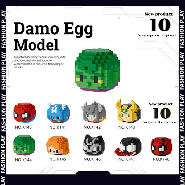 Damo Ägg Byggklossar Leksak 1st Tecknad Docka Byggkloss Pussel Ägg Block Blind Damo Docka S5P7 B one-size