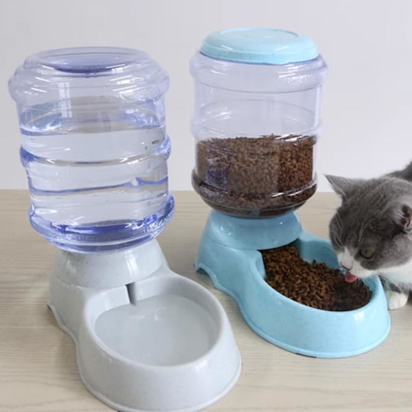 Automatisk kattmatskål vattenfontän automatisk matare automatisk matare risskål matskål för T8i9  blue B