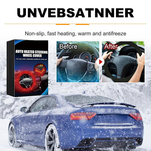 12V Uppvärmd Rattkåpa Vinter Bil Uppvärmning Handvärmare Vinter