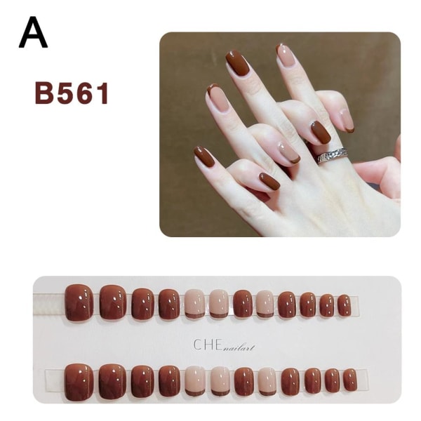 24ST falska naglar set med lim långa naglar Fransk nagelvård nagel B561 one-size