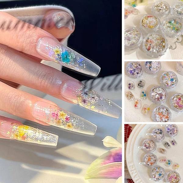 Nagelkonst Tillbehör Netto Röd Sommar Färg Blommor Opal Konst Material Nagel Tillbehör Pulver L9j1 LP-349 1pcs