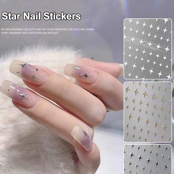 Stjärn-nageldekaler Julkonstdekaler Mobilskal, Laptops Stjärnor Decora J вь Silvery 1pcs