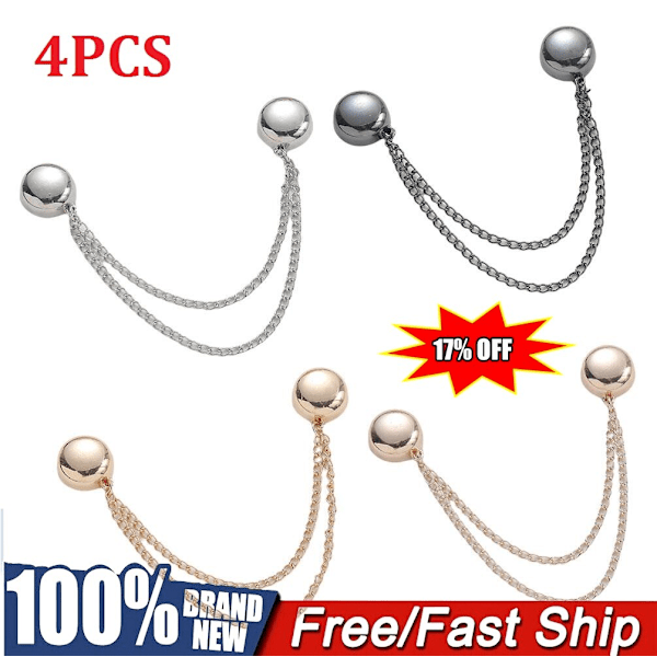 4x Multifunktionella Magnetiska Klädnypor Mångsidig Magnetisk Nålös Brosch golden One size 4pcs