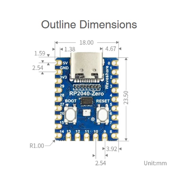 För Raspberry Pi RP2040-Zero Microcontroller PICO Development Bo no pin one-size