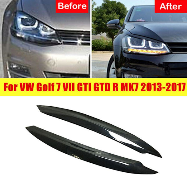NYTT för VW-Golf MK7 R GTD Främre Strålkastar Ögonlock Ögonbryns Skydd Glans Svart Trim