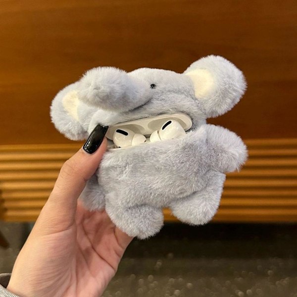 3D Söt Plysch Elefant Plysch Hörlursfodral Skydd Laddare Bofor A elephantA for airpods pro 2