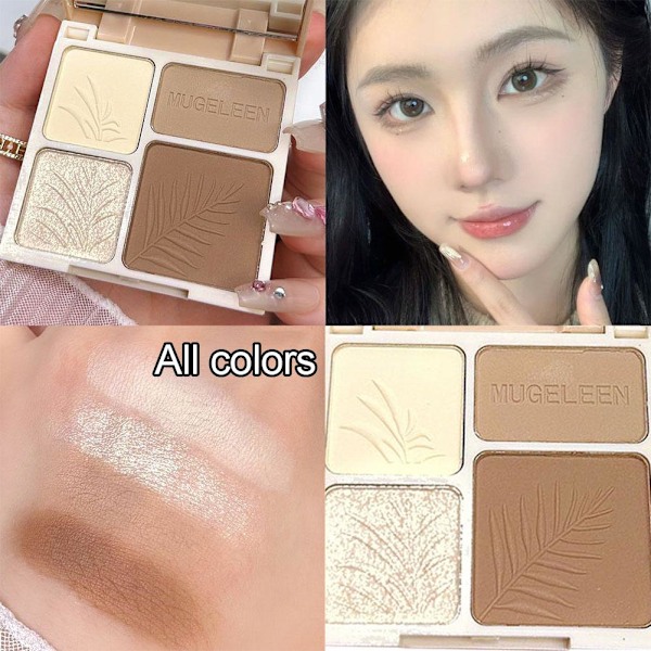 Fyrfärgspenna Highlighter Långvarig Mjuk Lätt Konturpalett Ansiktsmakeup style 1 one-size