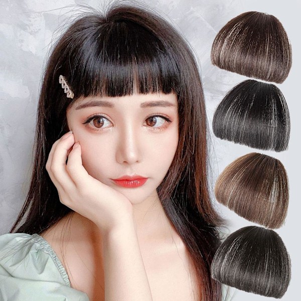 Air Bangs Naturliga Lugg Peruk NY 2024 AU LAGER darkbrown 10cm