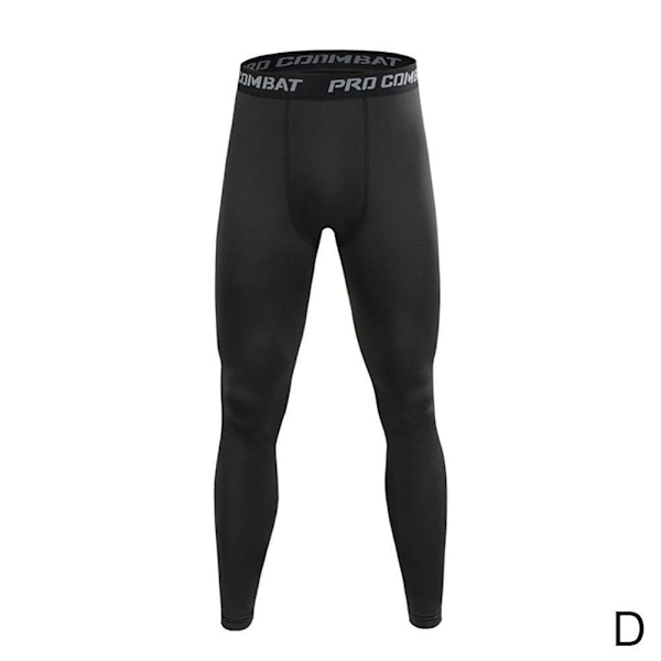 Herr Kompressionstights Byxor Träningsbyxor Löpning Fitness Joggingbyxor Pure black L