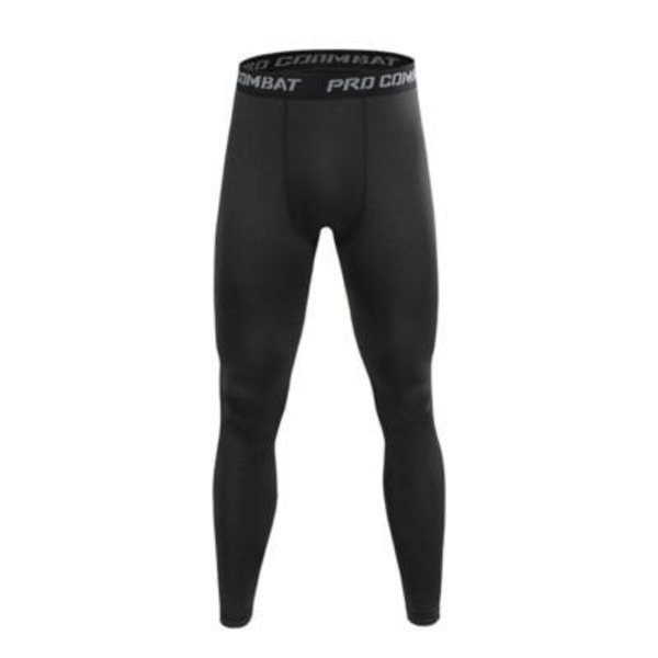 Herr Kompressionstights Byxor Träningsbyxor Löpning Fitness Joggingbyxor Multi-line black L