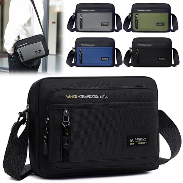 2025 Ny Herr Casual Axelväska Vattentät Oxfordväska Tyg All-match Crossbody Trendig M3o6 Gray One size