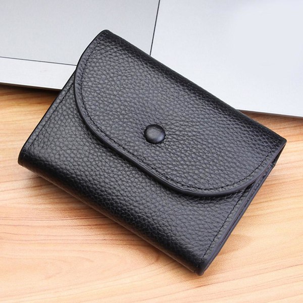 Miniplånbok för damer, ny stil, myntbörs, korthållare, liten kort PU-läderplånbok för kvinnor Black onesize