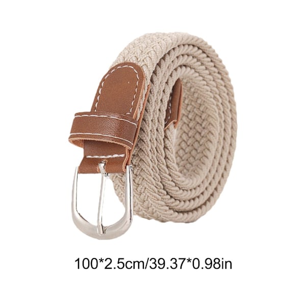 Modebälte Väv Canvas Bälte Metallspänne Män Kvinnor Fritt Elastiskt Hål Bälte Flätat G5s9 coffee color 1pcs