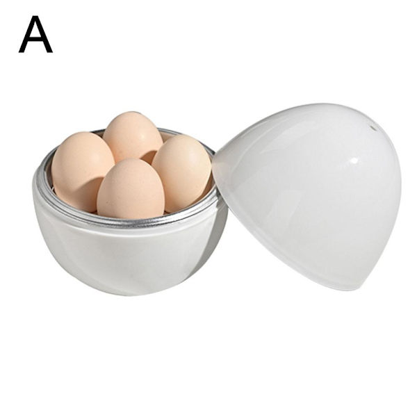 Mikrovågsugn Äggkokare 1/4 Ägg Pod Avtagbar Skalverktyg Ångkokare S4W8  white 1pcs