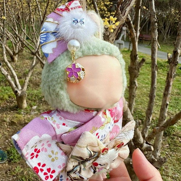 Labubu 17cm V1 Plyschdocka Waifu Sitt Sitt Party Obi Kimono Kläder Docka Q1k9 Red only clothes no doll