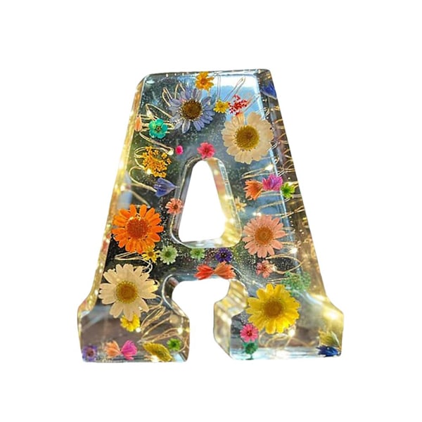 Harts Resinbokstav med LED-ljus Floral Resin Mors Nattlampa P4X5 A 1pcs