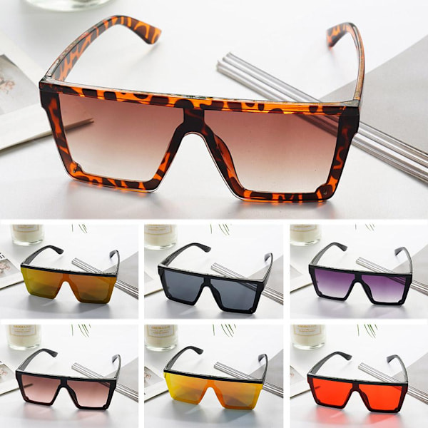 Dam Solglasögon Fyrkantiga Överdimensionerade Lyx Fla Lot B6 black+orange One-size