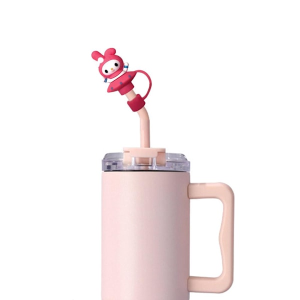Cinnamoroll Mymelody Kuromi Tecknad Silikon Sugrör Lock Docka Kawaii Skydd Dricksstrå J2e8 yellow 1pc