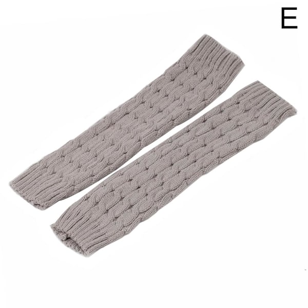 Dam Vinter Varma Benvärmare Kabelstickade Virkade Långa Strumpor F2G7 light gray One Size