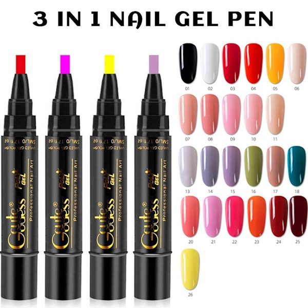 3-i-1 Professionell Ett Steg Hållbart Nagellack Glitter Q-14 1pcs
