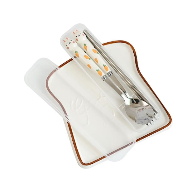 Sött Kanin Bordsservis Set Rostfritt Stål Set Pinnar Set Gaffel Bestick Sked Set U0r1  White 1set