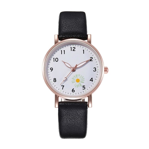 Lysande Klocka Nattlysande Kvinnor Söt Läder Enkla Klockor Liten Urtavla Quartz J4O3 Black One size