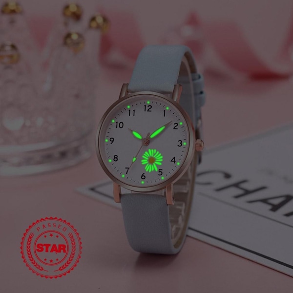 Lysande Klocka Nattlysande Kvinnor Söt Läder Enkla Klockor Liten Urtavla Quartz J4O3 Light Green One size