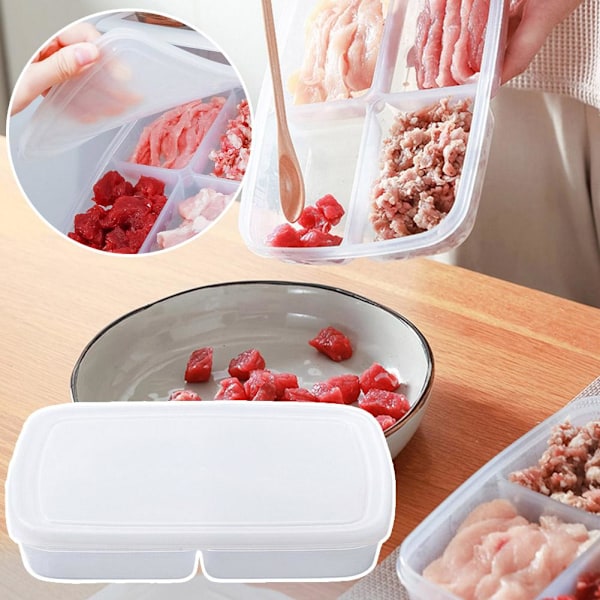 Förvaringslåda för kylskåp, fyra fack, matlåda för kött, förvaringslåda, förvaringsfat G7d4