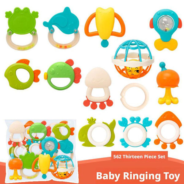 Baby Skallror Leksaker Bitringar Tidig Utveckling Lärleksak Nyfödd Leksak Baby Pojke Flicka V9r8 multicolorB 4pcs