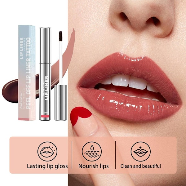 Läppenna Stay-N - Peel-off Läppenna Tattoo, Läppfärg Peel Off Långvarig UK- #2 Neutral Mauve 1pcs