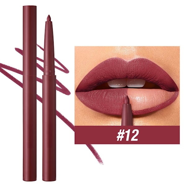 12 Färger Matt Läppenna Mjuk Matt Kontur Läppform Läppenna Prisvärd Läppmakeup L9o0 style12 0.2g