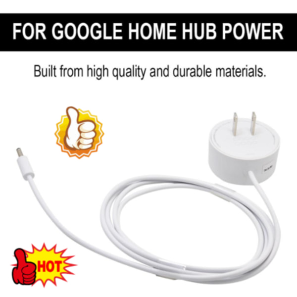 AC-laddare passar Home Hub, Nest-Hub Mini Högtalare Strömförsörjning-Sladd-