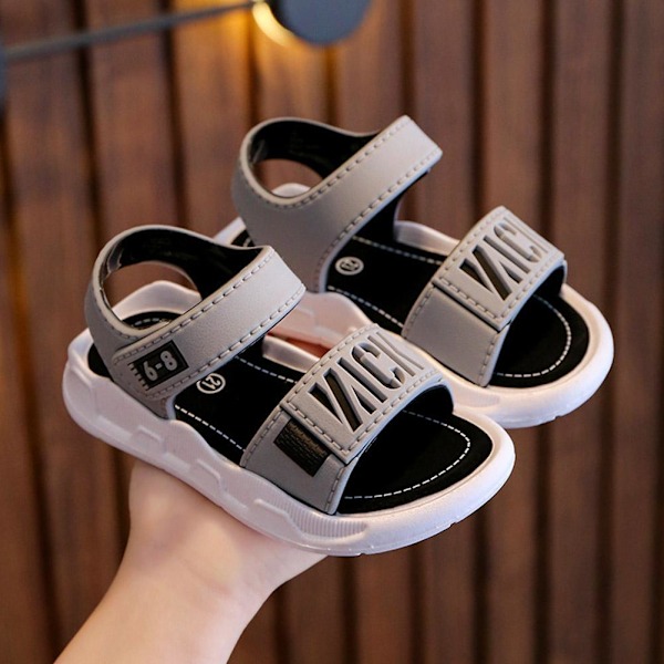 Barnsandaler Halkfria Mjuka Sulor Strandskor Pojkar Bästa Sandaler Sommar B2U3 gray 23