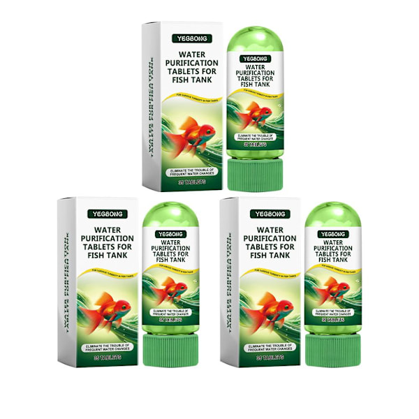 Kraftfull akvarium vattenreningstablett vattenrening för fisk tablett 9CQ8 WhiteC 3pcs