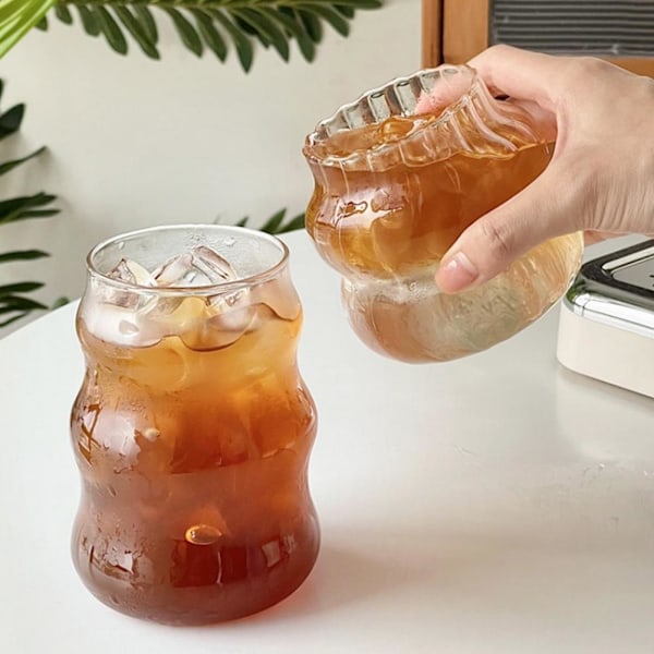 530ml Förtjockad Hög Borosilikatglas Kopp Hushåll Värmebeständig Vatten Dryck M6S0 Smooth style 1PCS