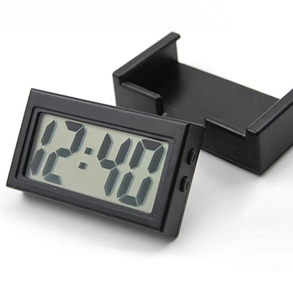 Digital bilklocka för instrumentbräda - Liten LED-klocka självhäftande mini-klocka för fordon Black One size