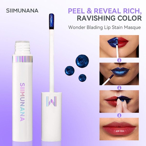 Läppfärg Peel off Läpp-tatuering Vattentät Långvarig- 04#Darling(bright plum) 4ML