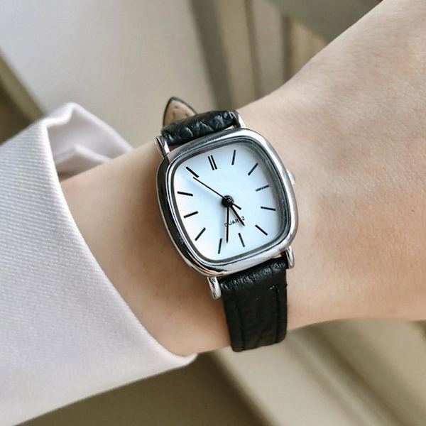 Herr Mode Casual Lyx Läderrem Kvarts Business G3C5 Armbandsur S1F2 Silver White One size