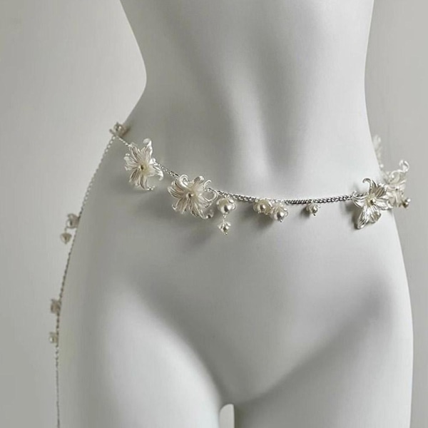 Pärl Kroppskedja Flera Lager Pärl Midjebälte Pärl Midjeband Bikini Magkedja Sommar Strand Kroppssmycken för Kvinnor och Flickor style3 One size
