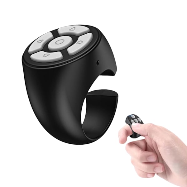 Fingertopps Trådlös Bluetooth Fjärrkontroll, Kreativ Fjärrkontroll Scrollring, Trådlös Kamera Fjärrutlösare, Video Fjärrkontroll App Sida Vänd black one-size 2pcs