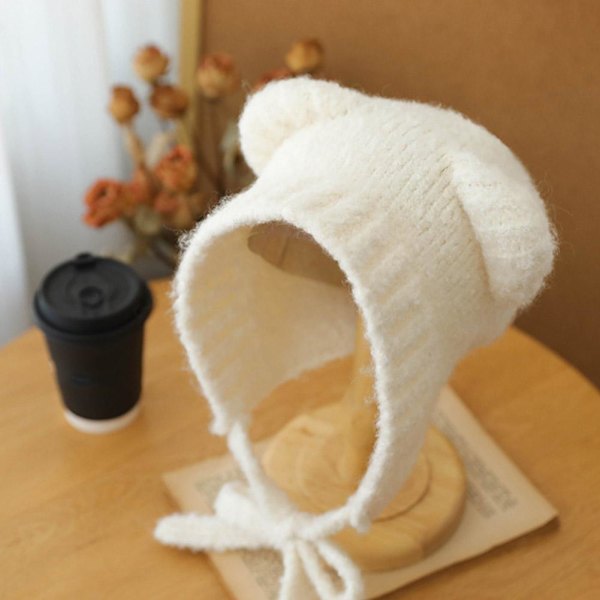 Varm Vinter Söt Björnöron Trapper Hatt Dam Tjejer Öronlapp Virkad Plysch Hatt V5 khaki One size