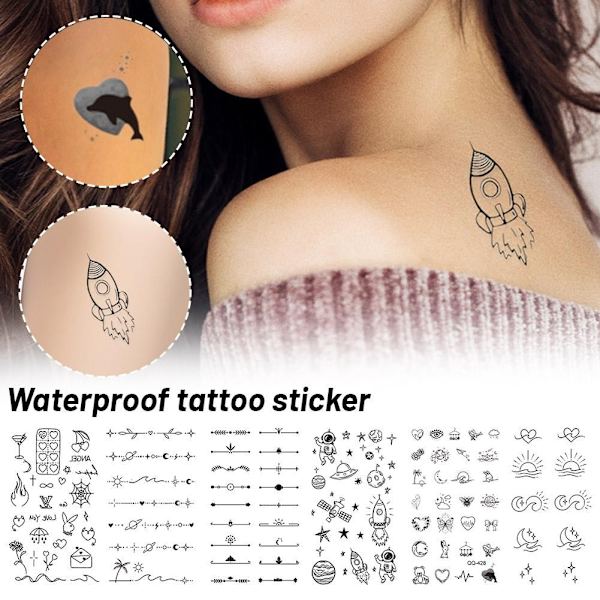 Liten Fräsch Vattentät Tatuering Patch Semi Permanent Och Vattentät Hållbar K1V4 style 4 1pcs