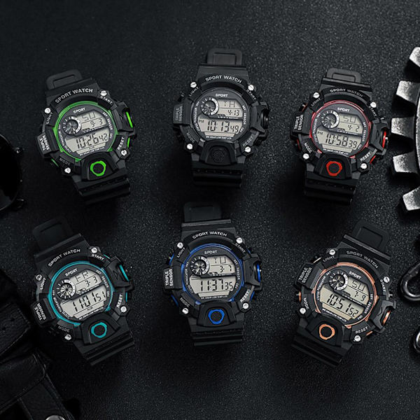 Digital Lysande Unisex Sport Vattentät Klocka Herrklockor Mode Damarmbandsur A7K9 Green One size